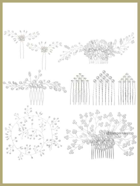 36 Pcs Wedding Hair Accessories Set with Rhinestone Pearl Hair Pins and Comb main image 6